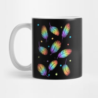 Pastel Rainbow Leaves on black Mug